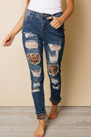 Stenia Leopard Patch Jeans Stay Warm In Style