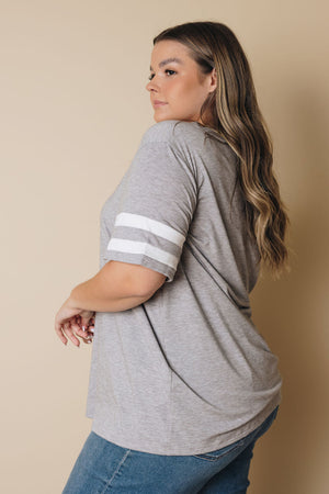 Plus Size - Prim Striped Tee Stay Warm In Style