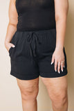 Plus Size - Burts Elastic Waist Drawstring Shorts Stay Warm In Style