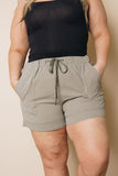 Plus Size - Burts Elastic Waist Drawstring Shorts Stay Warm In Style