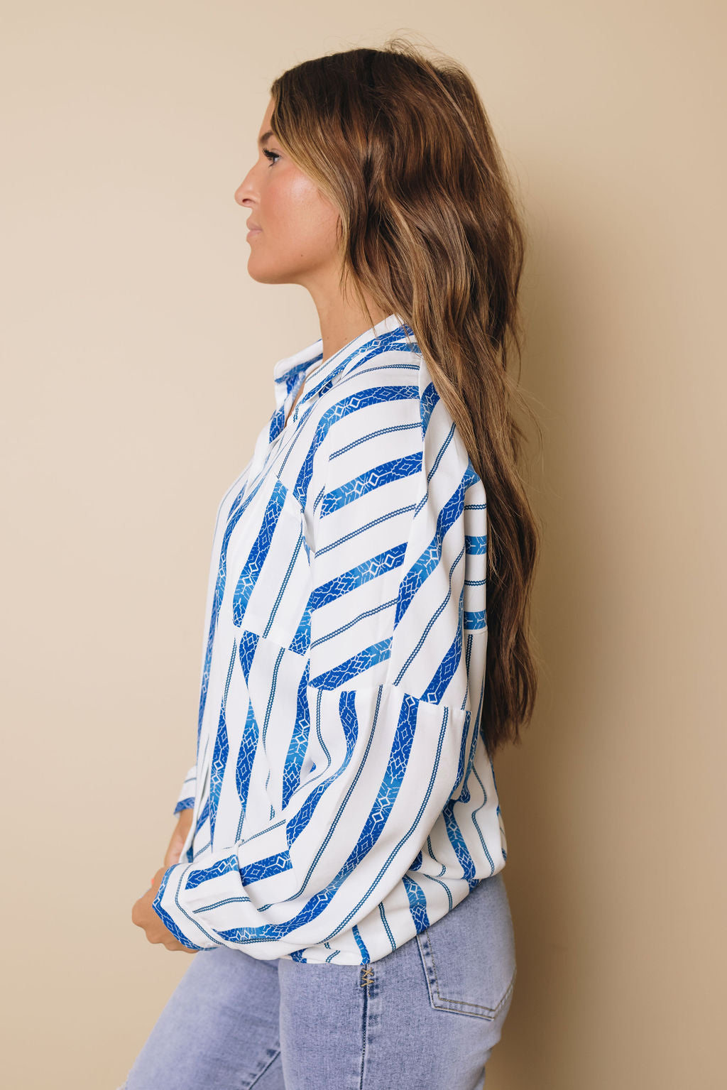 Stripe Button Down Shirt Stay Warm In Style