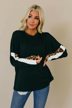Luke Long Sleeve Leopard Detail Top Stay Warm In Style