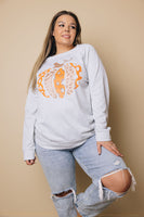 Plus Size - Pumpkin Pullover Sweatshirt Stay Warm In Style
