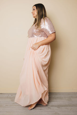 Plus Size - Laine Sequin Maxi Dress Stay Warm In Style