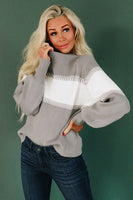 Stay Mock Neck Color Block Sweater Stay Warm In Style