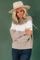 Stay Mock Neck Color Block Sweater Stay Warm In Style