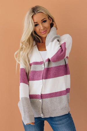 Shan Color Block Button Detail Sweater Stay Warm In Style