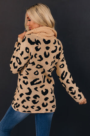 Work of Art Leopard Knit Sweater Stay Warm In Style