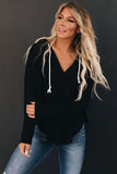 Keeping It Real Drawstring V-Neck Hoodie Stay Warm In Style