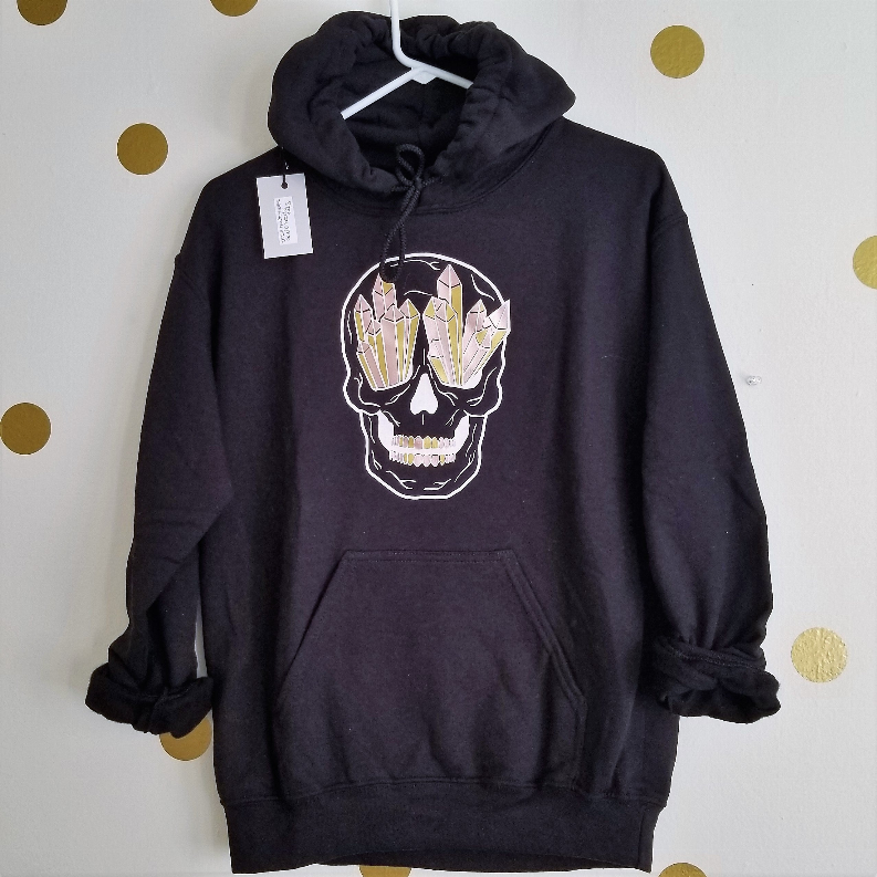 Skull Hoodie with Color Crystals