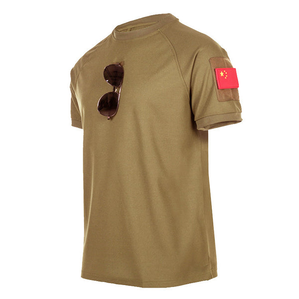 Round Neck Short Sleeve Military Fan Plus Size Tactical T-shirt MaddisonCo Inc