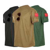 Round Neck Short Sleeve Military Fan Plus Size Tactical T-shirt MaddisonCo Inc