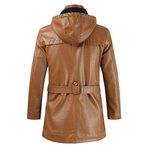 Men's Hooded Faux Leather Coat Luchu