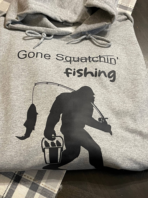 Gone Squatchin' Fishing Bigfoot hoodie