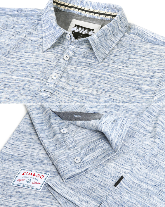 ZIMEGO Men's Casual Long Sleeve Vintage Retro Color Dyed Pocket Polo Shirts MaddisonCo Inc