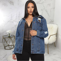 Plus Size 5XL Casual Denim Ripped Hole Jacket Coat SMR-9867 PACIFIC COLLAB