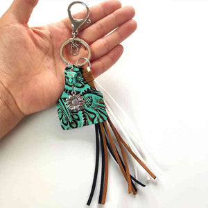 Turquoise Fringe Detail Key Chain