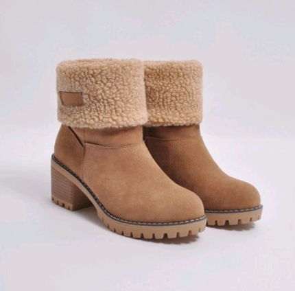 Mid-Tube Thick Heel Suede Snow Boots MaddisonCo Inc
