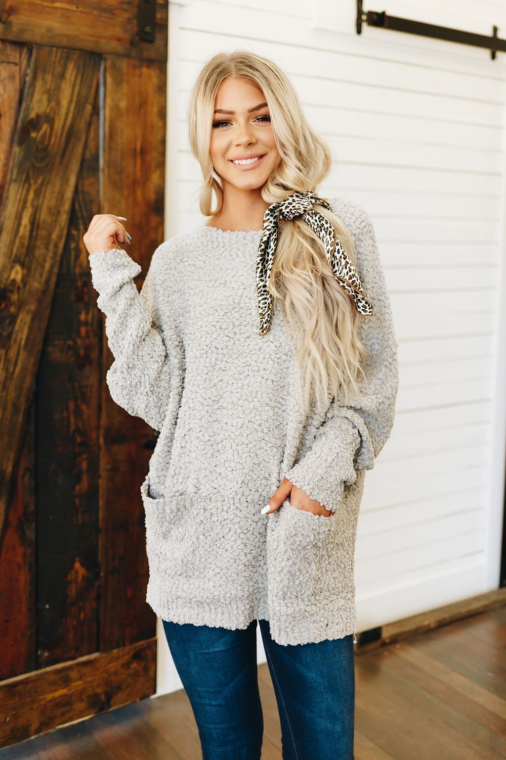 Show Me Love Popcorn Knit Sweater Stay Warm In Style