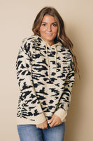 Leopard Print Long Sleeve Hooded Sweatshirt Stay Warm In Style