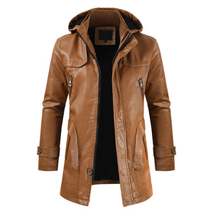 Men's Hooded Faux Leather Coat Luchu