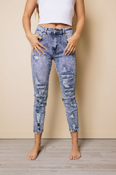 Gilmore Patchwork Jeans Stay Warm In Style