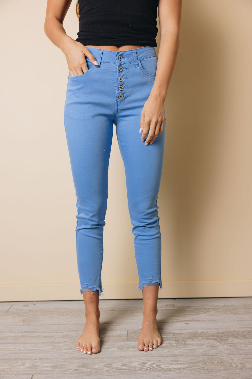 Janice High Waist Denim Jeans Stay Warm In Style