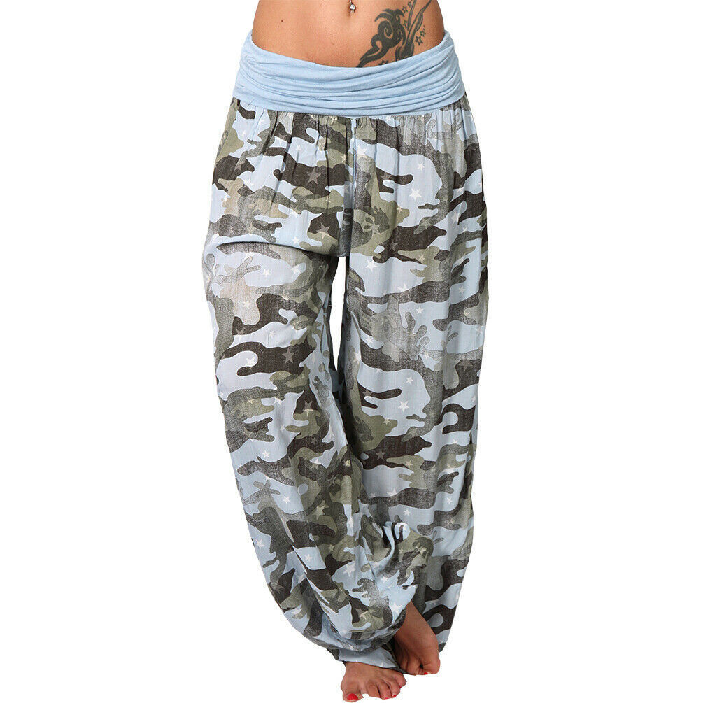 New Loose Printed Wide Leg Women's Camouflage Casual Trousers W2B