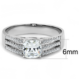 DA020 - Stainless Steel Ring High polished (no plating) Women Cubic Clear W2B