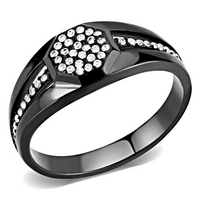 DA282 - Stainless Steel Ring IP Black(Ion Plating) Men AAA Grade CZ Clear MaddisonCo Inc