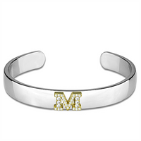LO3624 - White Metal Bangle Reverse Two-Tone Women Top Grade Crystal Clear MaddisonCo Inc