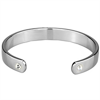 LO3624 - White Metal Bangle Reverse Two-Tone Women Top Grade Crystal Clear MaddisonCo Inc