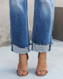 Urban Casual Washed out Women Straight Leg Denim Pants YooYoung