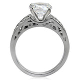 TK069 - Stainless Steel Ring High polished (no plating) Women AAA Grade CZ Clear W2B