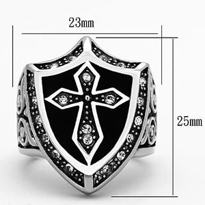 TK1349 - Stainless Steel Ring High polished (no plating) Men Top Grade Crystal Clear W2B