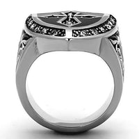 TK1349 - Stainless Steel Ring High polished (no plating) Men Top Grade Crystal Clear W2B