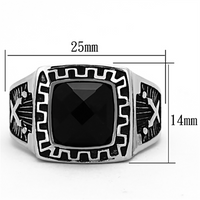 TK1356 - Stainless Steel Ring High polished (no plating) Men Synthetic Jet MaddisonCo Inc