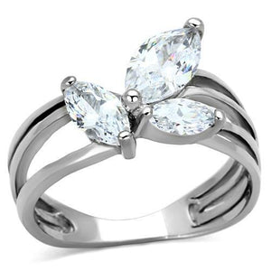 TK1445 - Stainless Steel Ring High polished (no plating) Women AAA Grade CZ Clear W2B