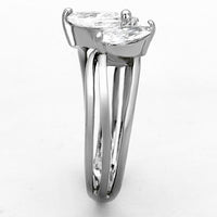 TK1445 - Stainless Steel Ring High polished (no plating) Women AAA Grade CZ Clear W2B