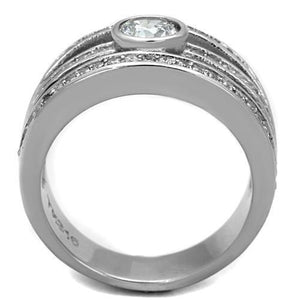 TK1525 - Stainless Steel Ring High polished (no plating) Women AAA Grade CZ Clear W2B
