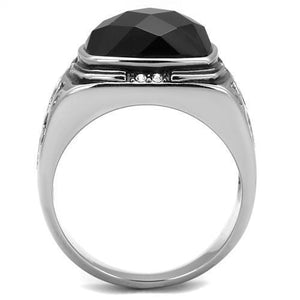 TK2514 - Stainless Steel Ring High polished (no plating) Men Synthetic Jet W2B