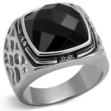 TK2514 - Stainless Steel Ring High polished (no plating) Men Synthetic Jet W2B