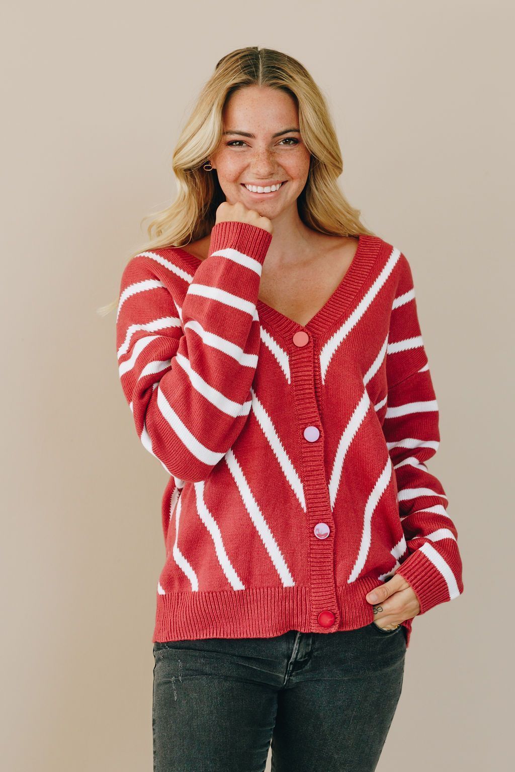 Hannah Button Up Cardi Sweater Stay Warm In Style