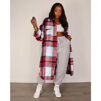 Plaid Full Sleeve Buttons Long Coat ASL-6525 PACIFIC COLLAB