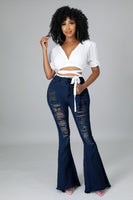 Denim Ripped Hole Flared Jeans LA-3286 PACIFIC COLLAB