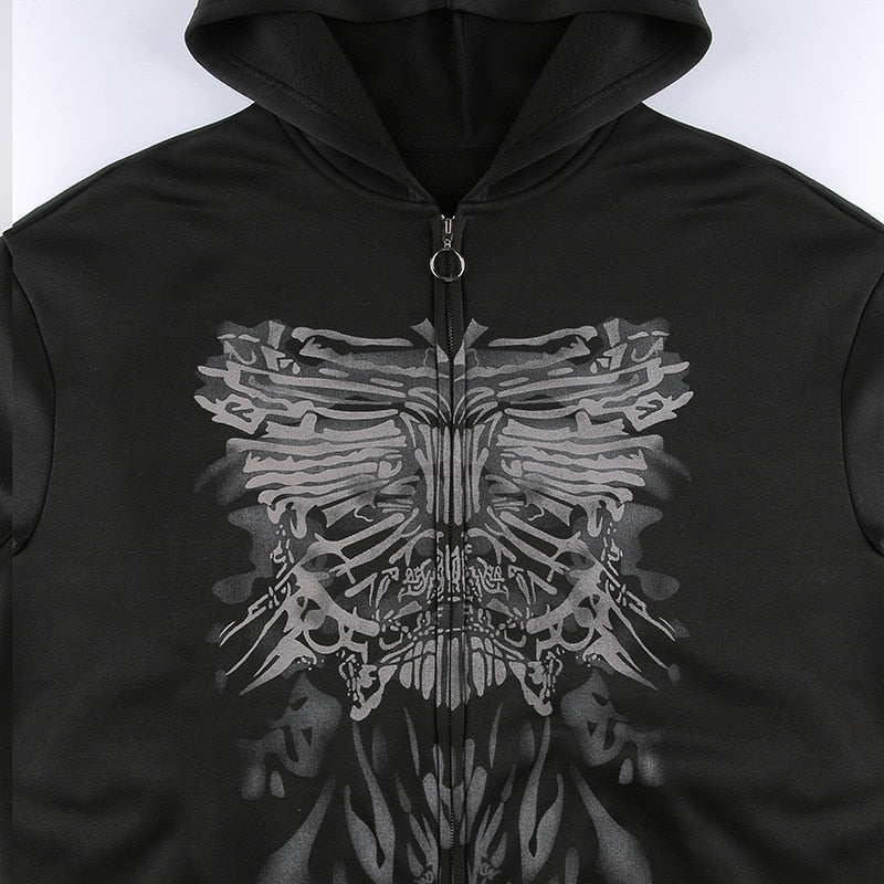 Grunge Punk Butterfly Zip Up Hoodie - MaddisonCo Inc